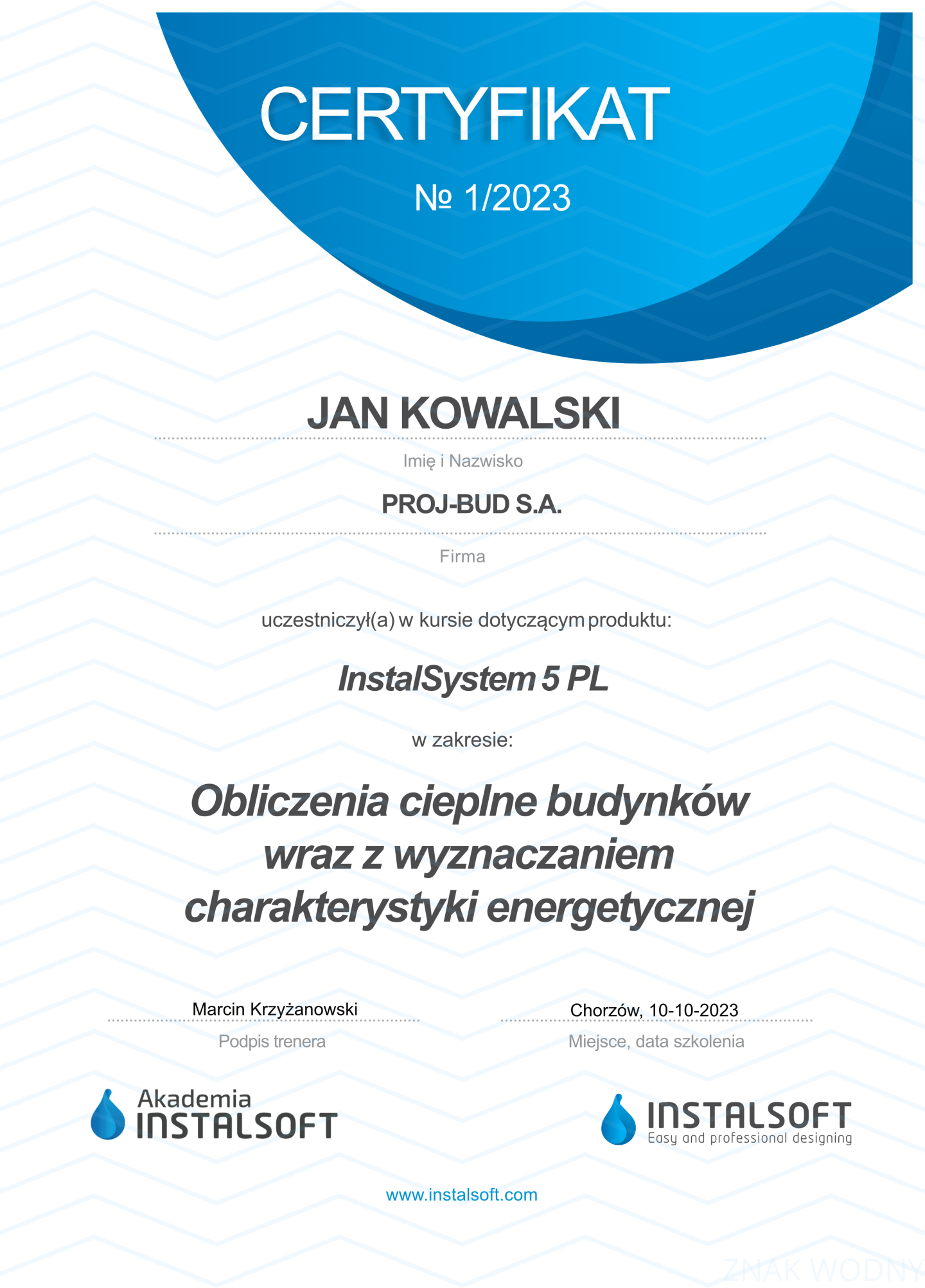 Certyfikat zabezpieczony